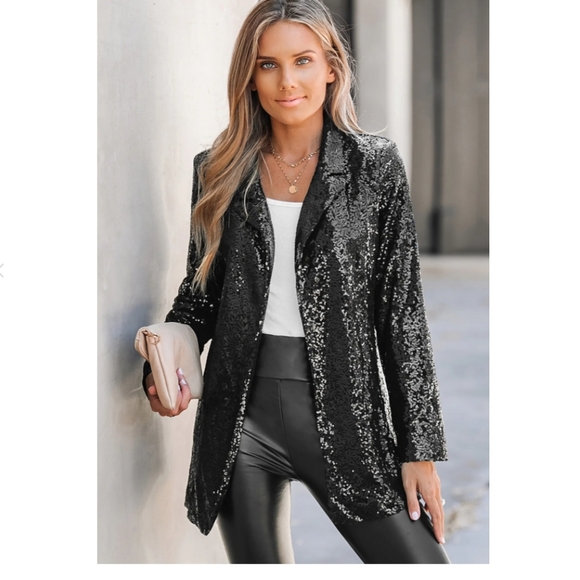 Luxury Sequined Blazer Jacket Elegant Wear beach wedding - Picture 6 of 16